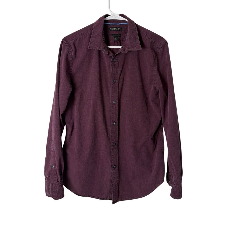 Banana Republic Mens Size M Fit Long Sleeve Button Shirt 100% Cotton burgundy